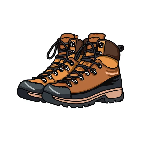 Pair Hiking Boots White — Stock Vector