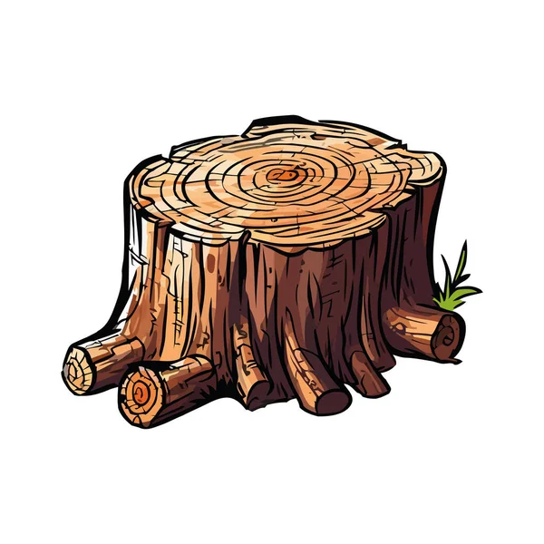 Tree Trunk Illustration White — Stock Vector