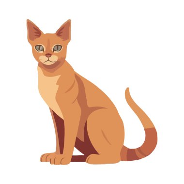 Beyaz üzerine oturan sevimli kedi yavrusu tasarımı