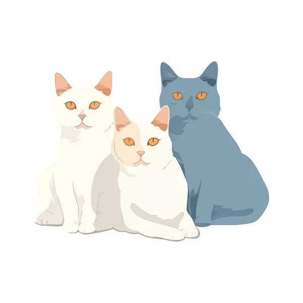 Puszyste Kociaki Siedzieć Razem Białym — Wektor stockowy