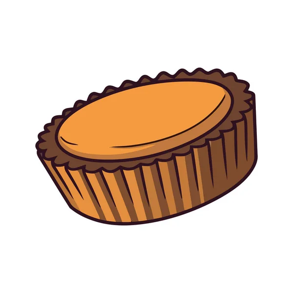 Cupcake Gourmet Assado Com Chocolate Sobre Branco — Vetor de Stock
