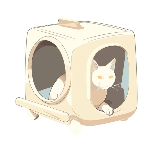 白い上に旅行用の箱の中の子猫 — ストックベクタ