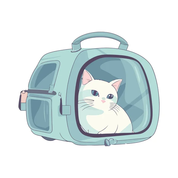 可愛い子猫は白い上に荷物を運ぶ — ストックベクタ