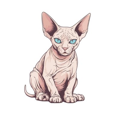 Beyaz üzerine oturan kedi yavrusu tasarımı.