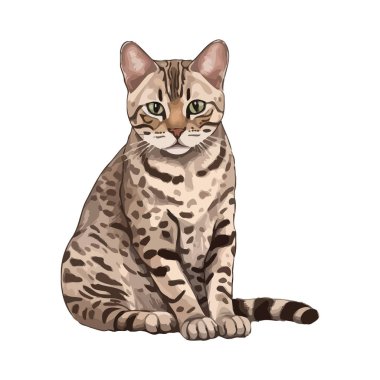 Beyaz üzerine şirin kedi yavrusu oturma vektörü tasarımı