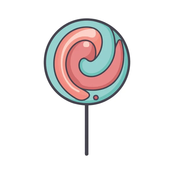 Kleurrijke Snoep Spiraal Lolly Wit — Stockvector