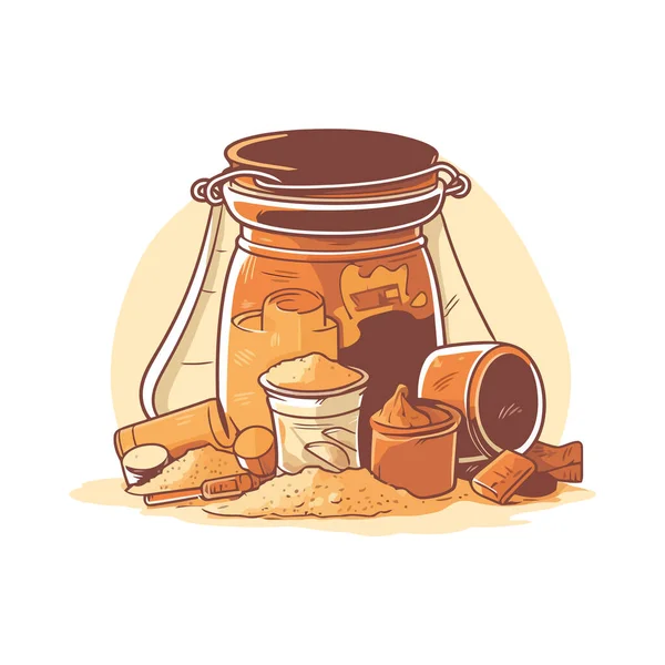Ett Gourmetbröd Och Honung Över Vitt — Stock vektor