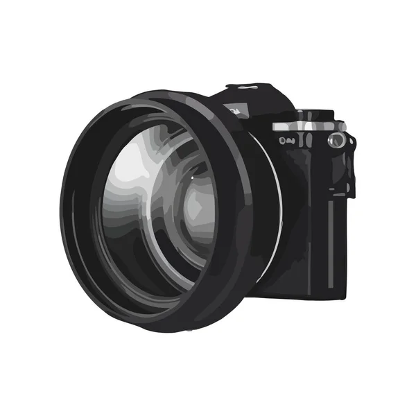 Lente Câmera Moderna Amplia Reflexão Sobre Branco —  Vetores de Stock