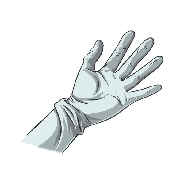 Une Main Avec Gant Sur Blanc — Image vectorielle