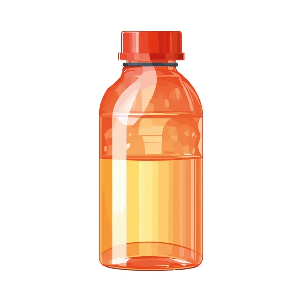 Transparent Plastic Bottle Yellow Label White — Stock Vector