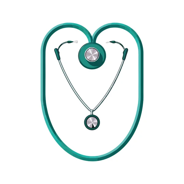 Stethoscoop Symboliseert Gezondheidszorg Boven Wit — Stockvector