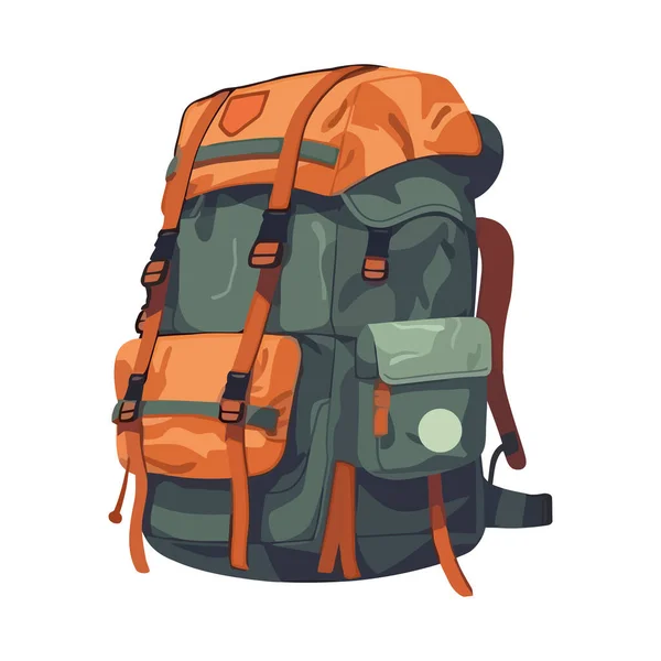 白い上の冒険のためのハイキングバックパックのシンボル — ストックベクタ