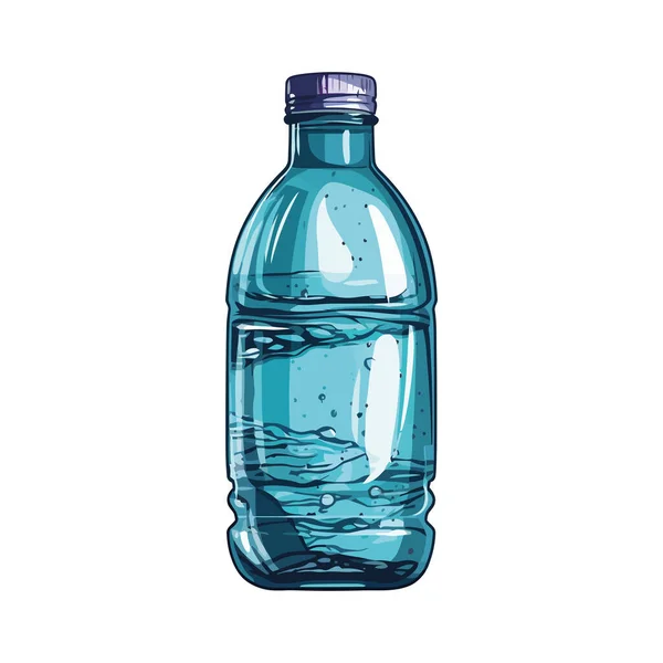 Прозрачная Пластиковая Бутылка Содержит Очищенную Воду Поверх Белого — стоковый вектор