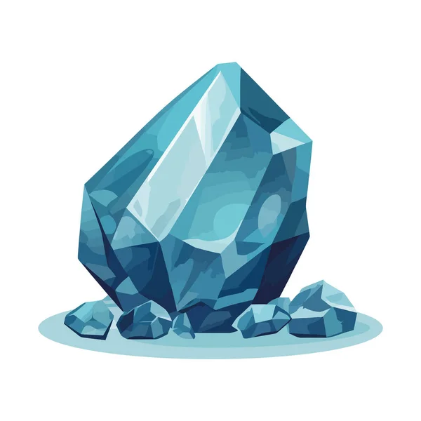 Cristal Pedra Preciosa Azul Brilhante Sobre Branco — Vetor de Stock