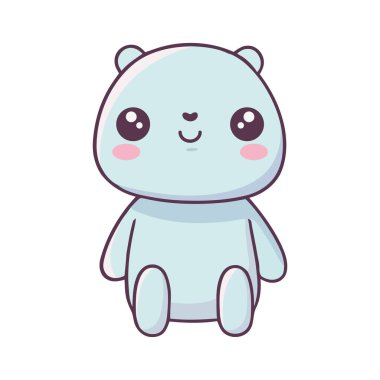 Kawaii beyaz üzerine ayı tasarımı