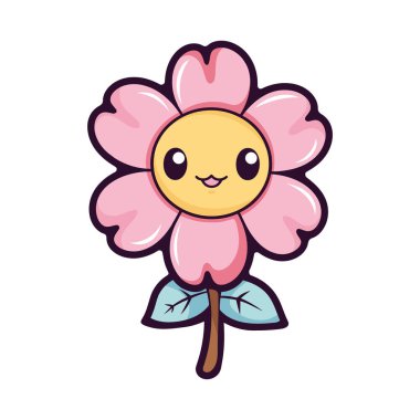 Beyaz yerine kawaii çiçek tasarımı