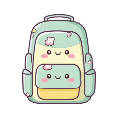 Beyaz üzerinde yolculuk için kawaii sırt çantası