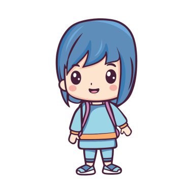 Kawaii kız vektörü beyaz üzerinde