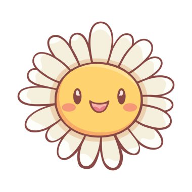 Kawaii ayçiçeği vektörü beyaz üzerine