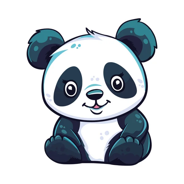 Glada Panda Leksak Sitter Över Vit — Stock vektor