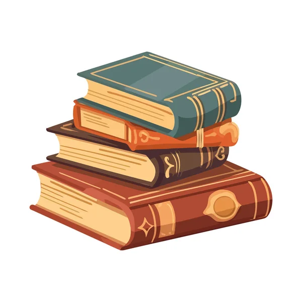 Zole Edilmiş Eski Edebiyat Kitapları Yığını — Stok Vektör