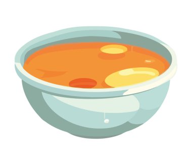 Bir kasede gurme yemeği, yemek pişirme zevk simgesi izole