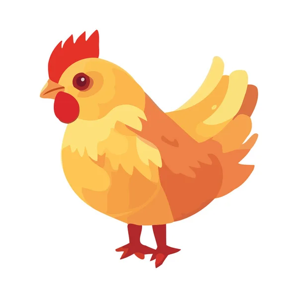 Cute Yellow Baby Chicken Standing Icon Isolated — Stock Vector