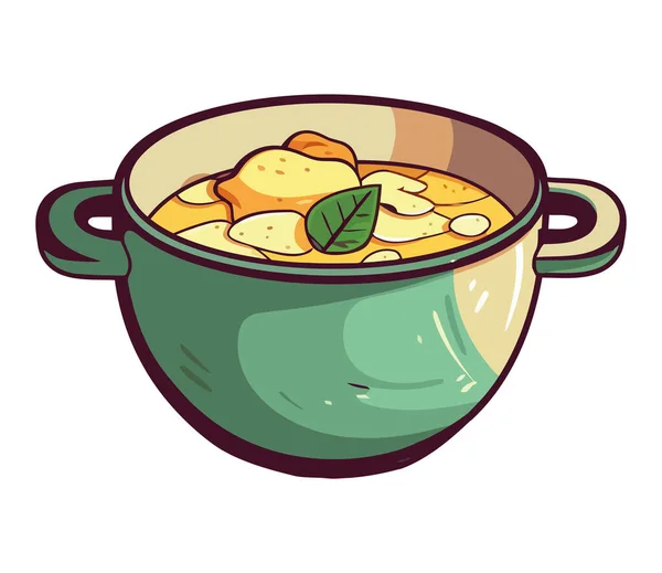 Fresh Vegetable Soup Bowl Icon Isolated — Stock Vector