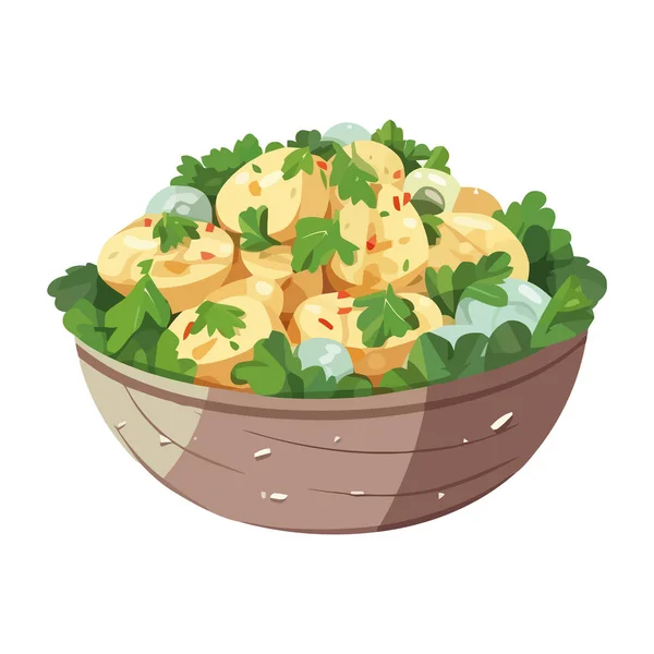 新鲜素食沙拉与有机配料图标分离 — 图库矢量图片