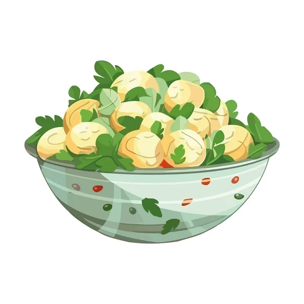 Frischer Vegetarischer Salat Einer Gelben Schüssel — Stockvektor