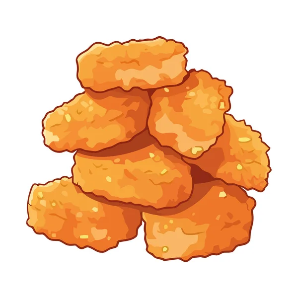Nuggets Panés Frais Snack Icône Isolé — Image vectorielle