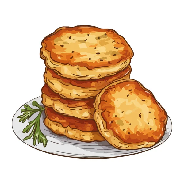 自制煎饼堆栈新鲜零食图标隔离 — 图库矢量图片