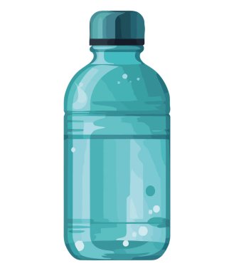 Su simgesi izole edilmiş şeffaf plastik şişe.