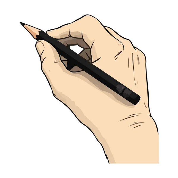 手握铅笔素描创意图标孤立 — 图库矢量图片