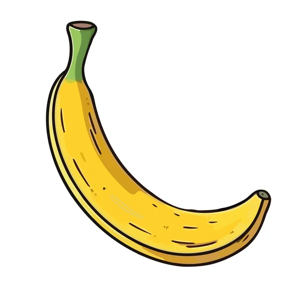 Banana Madura Ícone Lanche Frutas Isolado — Vetor de Stock