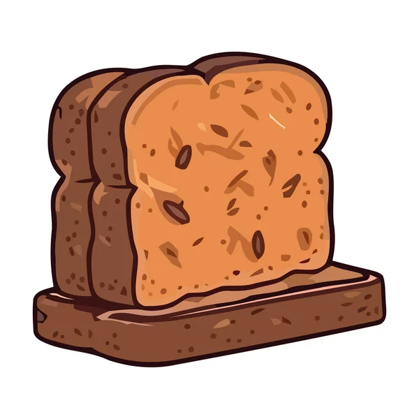 Солодкий Запечений Хліб Тарілці Значок Ілюстрації Мультфільму Ізольований — стоковий вектор