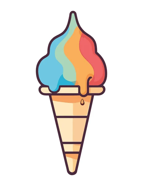 Sweet Summer Ice Cream Melting Fun Icon Isolated — Stock Vector