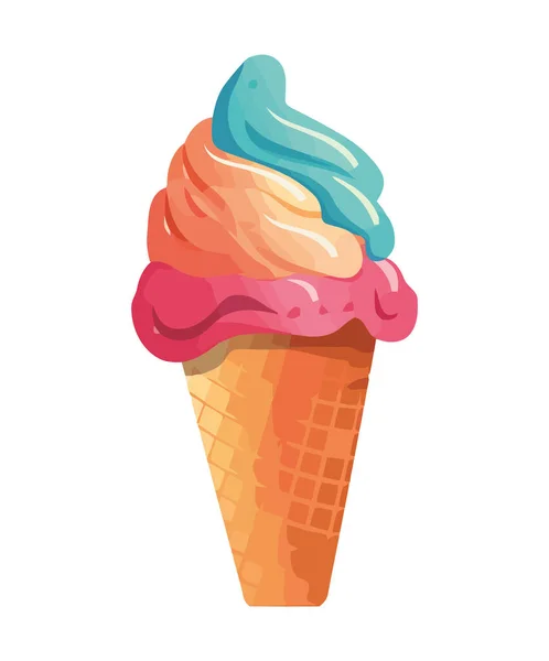 Mnohobarevný Kornout Zmrzliny Sladká Ikona Potěšení Izolované — Stockový vektor