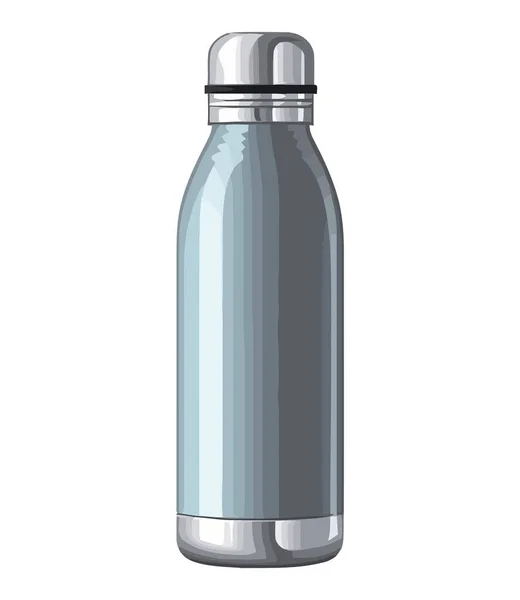 Erfrischungsgetränk Stahlflasche Mit Kappensymbol Isoliert — Stockvektor