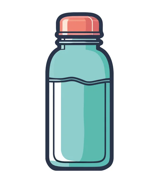 stock vector Transparent glass bottle with blue liquid icon isolated