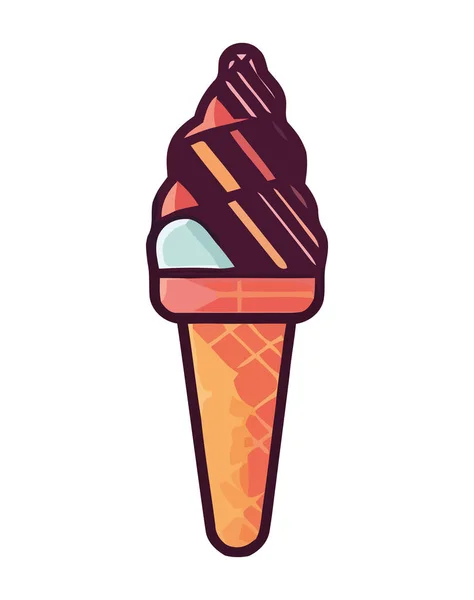 美味佳肴冰淇淋锥形 一个隔绝的夏季快乐图标 — 图库矢量图片