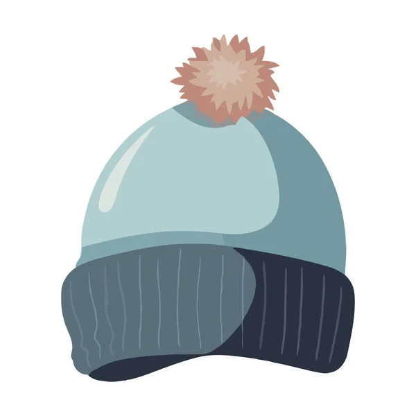 Ponpon Şapkalı Kış Ikonu Için Mükemmel Izole Edilmiş — Stok Vektör