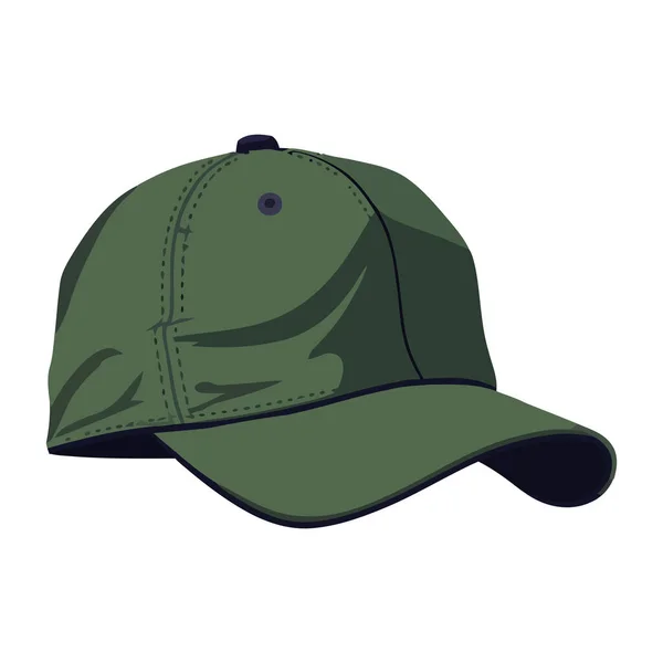 Green Baseball Cap Symbolizes Sport Icon Isolated — Stock Vector