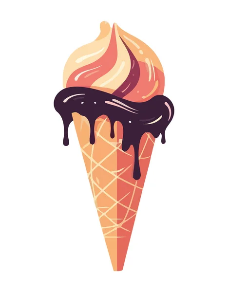 香甜的夏季冰淇淋 巧克力和草莓图标被隔离 — 图库矢量图片