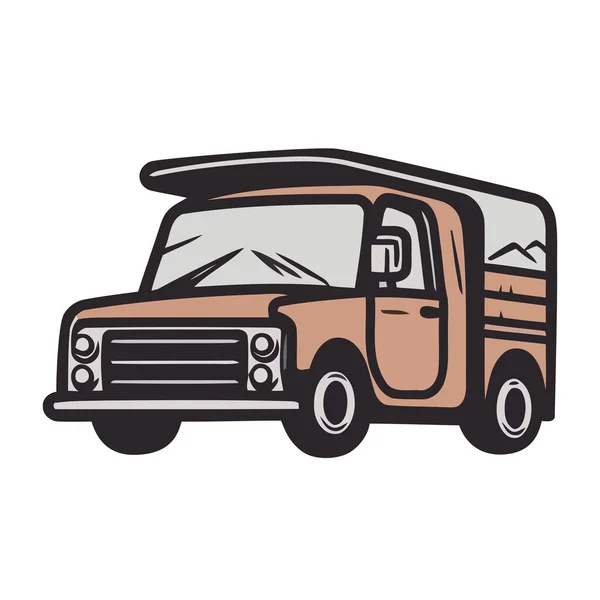 Mini Van Icône Transport Voiture Isolé — Image vectorielle