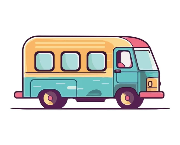 Tour Bus Jaune Conduite Sur Terrain Plat Icône Isolé — Image vectorielle