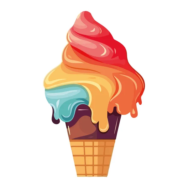 甘いアイスクリームコーン喜びアイコン孤立 — ストックベクタ