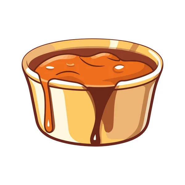 Sweet Chocolate Dessert Cartoon Bowl Icon Isolated — Stock Vector