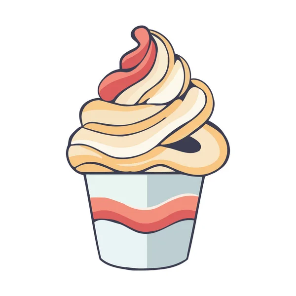 Niedliche Cartoon Cupcakes Sahne Zuckerguss Symbol Isoliert — Stockvektor