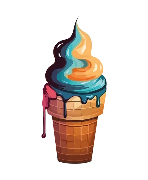 Sweet Summer Ice Cream Melting Delight Icon Isolated — Stock Vector